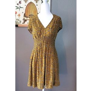 Free People Mini Dress Mustard Yellow Floral Open Back